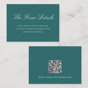 Oude Geld Teal Klassieke QR Code Huwelijk Informatiekaartje