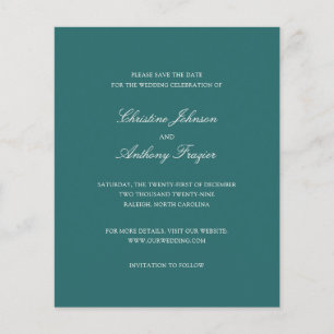Oude Geld Teal Klassieke Trouw Save the Date Flyer