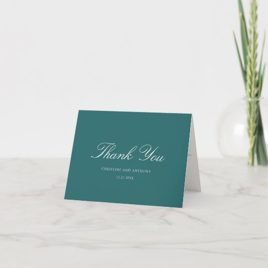 Oude Geld Teal Klassieke Trouwdag Bedankkaart (Voorkant)