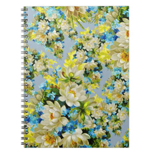 Oude gele bloemenprint notitieboek