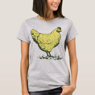 Oude gele hen kip tekening pluimveehouderij t-shirt