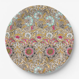 Oude gele roze William Morris's Corncockle Papieren Bordje