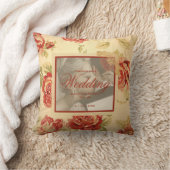 Oude gele rustieke rode roos aangepaste trouwfoto kussen (Deken)