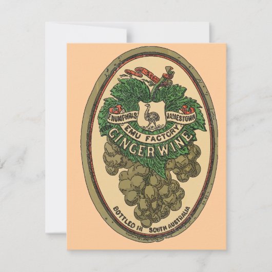 Oude gember wijn label tekst bewerken kaart (Voorkant)