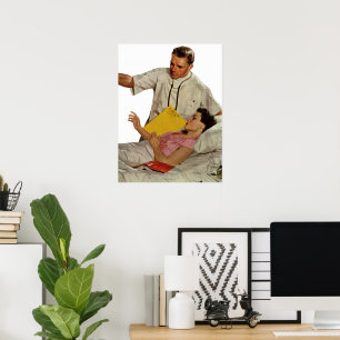 Oude geneeskunde, dokter met vrouwelijke patiënte poster