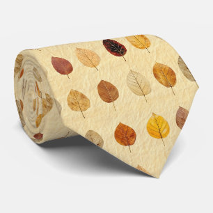 Oude geperste herfstbladeren goud bruin crème stropdas