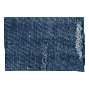 Oude gescheurde denim: jeans textuur. kussensloop