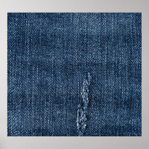 Oude gescheurde denim: jeans textuur. poster