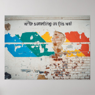 Oude geschilderde muur met graffiti poster