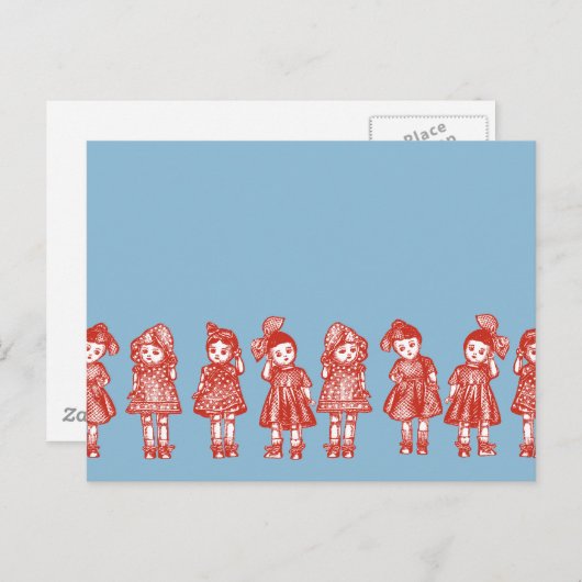 Oude gesmolten dollen briefkaart (Voorkant / Achterkant)