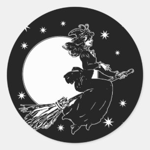 Oude gestekte heks ronde sticker