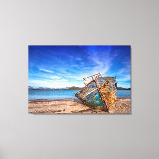 Oude gestrande scheepspuntReyes, CA Canvas Afdruk (Voorkant)
