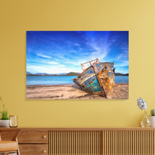 Oude gestrande scheepspuntReyes, CA Canvas Afdruk