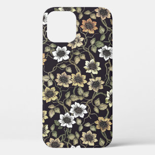 Oude gestructureerde anemoon bloem achtergrond iPhone 12 pro hoesje