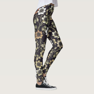 Oude gestructureerde anemoon bloem achtergrond leggings