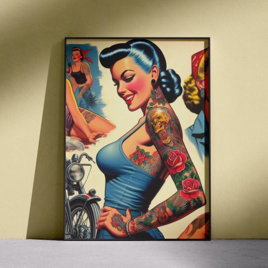 Oude Getatoeëerde Pin-up Poster