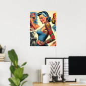 Oude Getatoeëerde Pin-up Poster (Thuiskantoor)