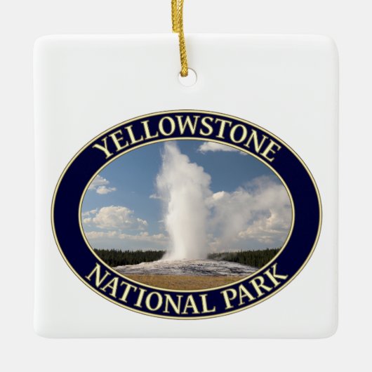 Oude getrouwe Geyser in Yellowstone National Park Keramisch Ornament (Voorkant)