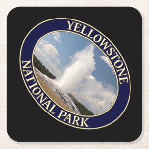 Oude getrouwe Geyser in Yellowstone National Park Vierkante Kartonnen Onderzetter