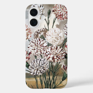 Oude Gevarieerde Anjerbloemen met Grijze Lucht iPhone 16 Hoesje