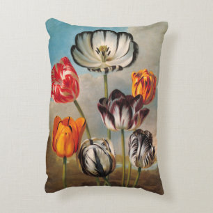 Oude gevarieerde tulp bloemen in een landschap accent kussen