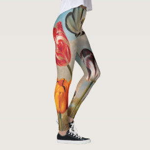 Oude gevarieerde tulp bloemen in een landschap leggings