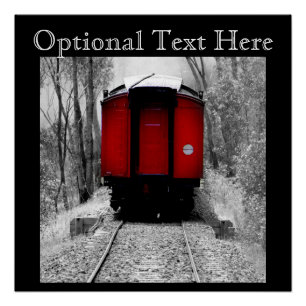 Oude, gevesdroogde rode stoomtrein perfect poster