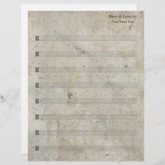 Oude Gevlekte Blank Bladmuziek 8 Stave Alto (Voorkant / Achterkant)