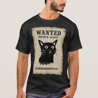Oude Gewenste Poster Met Silhouet Van Een Kat T-shirt