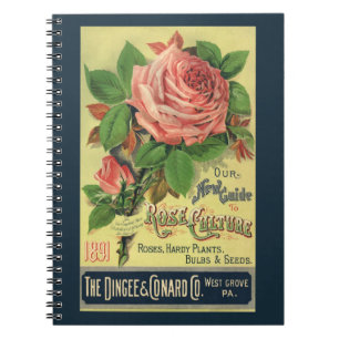 Oude gids voor rozencultuur boekcoverkunst, 1891 notitieboek