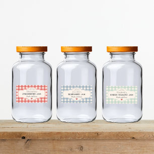 Oude Gingham Met Liefde Gemaakte Pot Labels