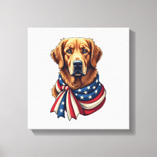 Oude Glory Golden Retriever Vintage T-shirt 2 Canvas Afdruk