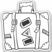 Oude, goed gereisde koffer met riemen sticker (Voorkant)