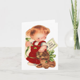 Oude Goed Klein Jongens Kerstkaart Kaart