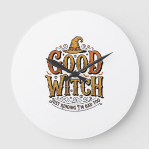 Oude Goede Heks Halloween Typografie Ontwerp_1 Grote Klok