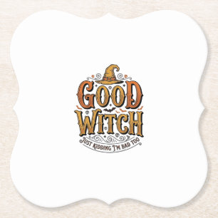 Oude Goede Heks Halloween Typografie Ontwerp_1 Kartonnen Onderzetters