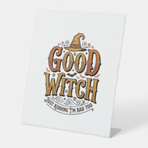 Oude Goede Heks Halloween Typografie Ontwerp_1 Reclamebord Met Voetstuk