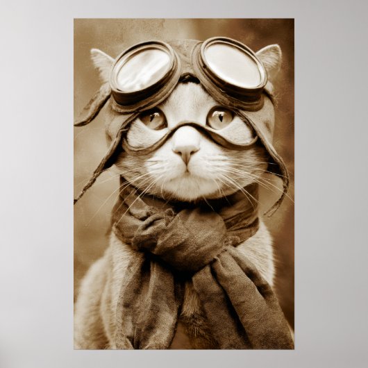 Oude Goggle Cat Sjaal Retro Print (Voorkant)