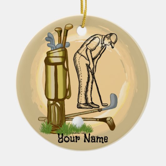 Oude Golfclubs golf Keramisch Ornament (Voorkant)