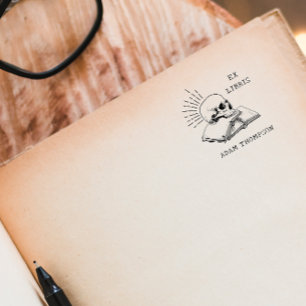 Oude gotische boek aangepaste naam uit de biblioth zelfinktende stempel
