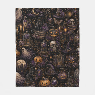 Oude gotische Halloween griezelige nachtpatern Fleece Deken