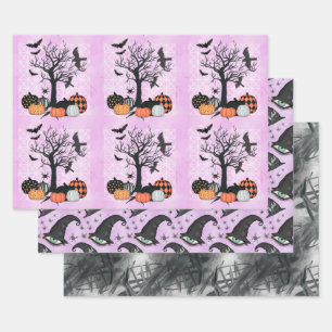 Oude Gotische Pompoen Heksenhoed Halloween Cadeau Inpakpapier Vel