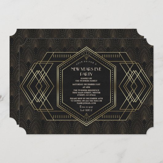 Oude Goud Grote Gatsby Oud en Nieuw Kaart (Voorkant / Achterkant)