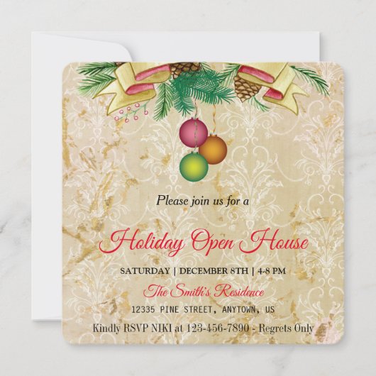 Oude gouden achtergrond, Kerst magie Kerstkaart (Voorkant)