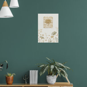 Oude Gouden Bloem Botanische Poster