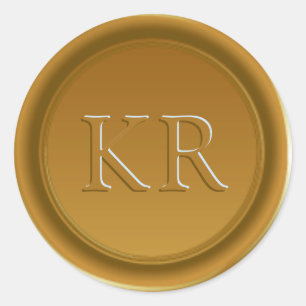Oude Gouden Elegante Monogram Waszegel Ronde Sticker