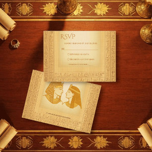 Oude Gouden Hiëroglifische Motieven Egyptische Bru RSVP Kaartje