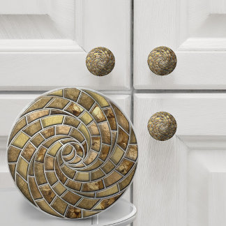 Oude Gouden Mozaïekspiraal Keramische Knop