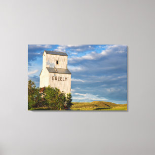 Oude graansilo in Virgelle, Montana, VS Canvas Afdruk