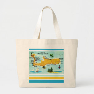 Oude Grand Cayman Kaart Grote Tote Bag